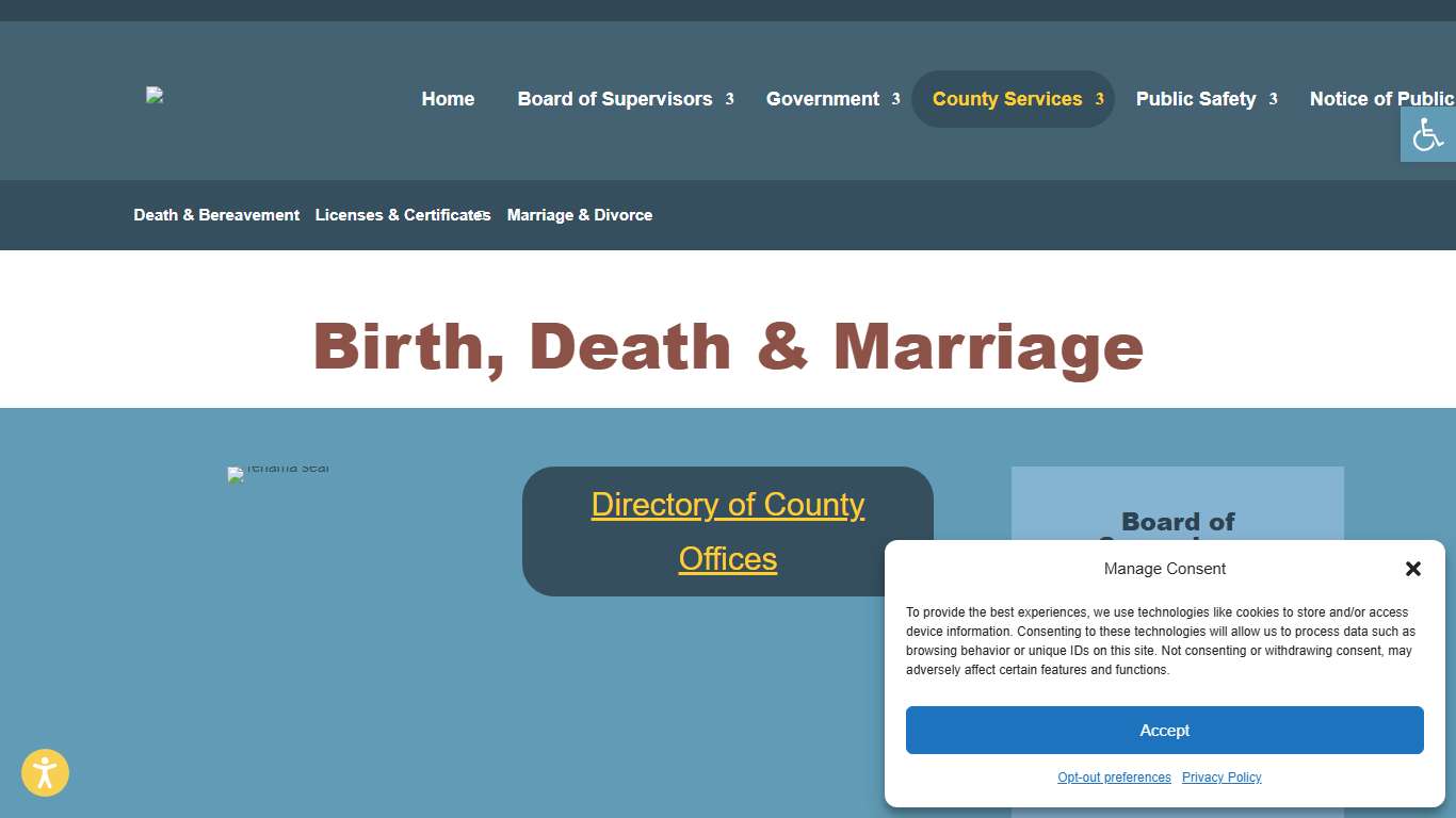 Birth, Death & Marriage | Tehama County